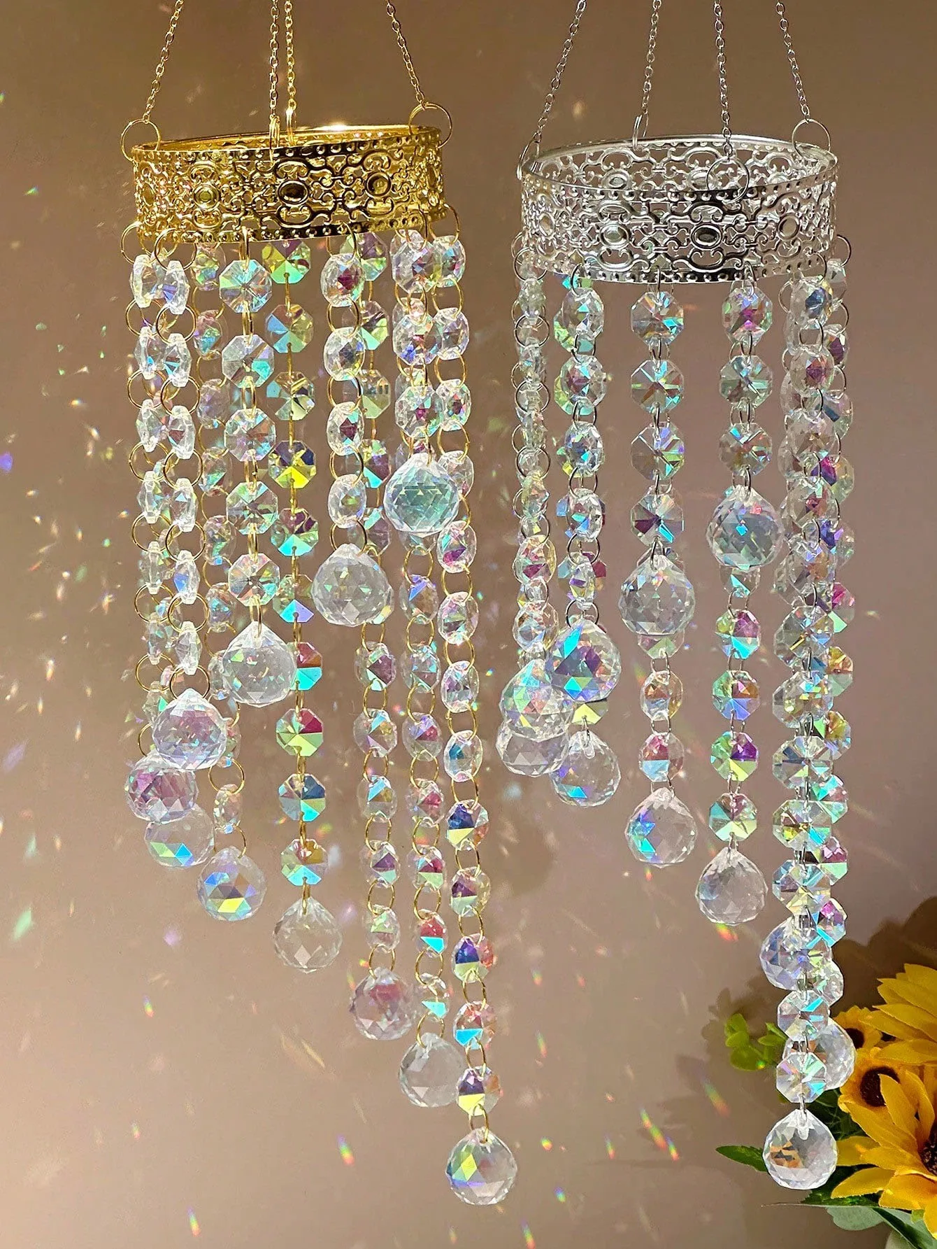 1pc dunhuang crown sunlight catcher AB color crystal pendant crystal pendant gardening hanging decorations hanging ornaments